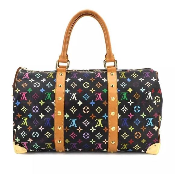LOUIS VUITTON Monogram Multi Color Keepall 45 Luggage Noir M92640 Purse - Picture 2 of 8